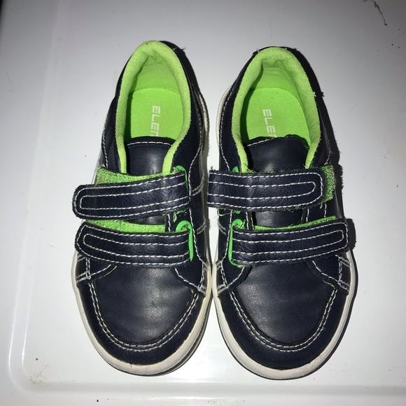 ELEMENTS navy neon green Velcro shoes sneakers size 8 m toddler - Picture 2 of 8